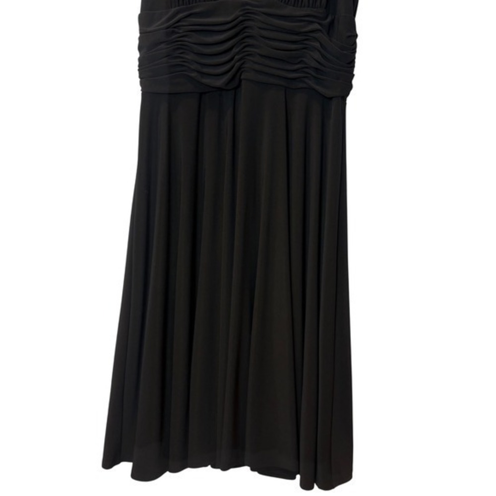 Black Cocktail Dress Womens 8 Ruched Waist Rhinestone Elegant Little Black Dress - Picture 5 of 6